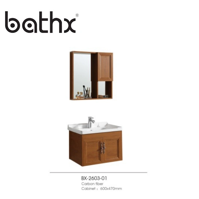 Water-Resistant Aluminum Carbon Fiber Furniture Ceramic Basin Wall-Mounted Bathroom Cabinet