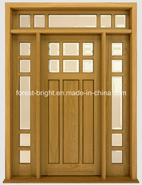 Mahogany Solid Wood Door with Glass Side-Lite and Transom