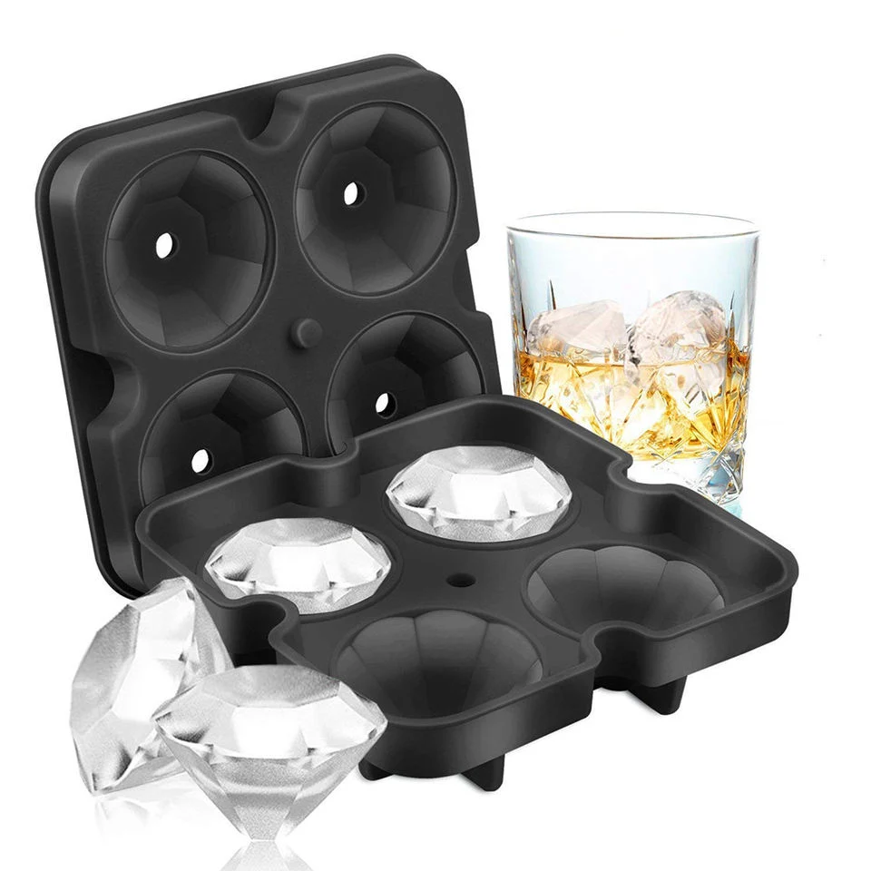 Wholesale/Supplier 4 Holes Silicone Non-Toxic Diamond Shaped Ice Cube Mold Tray Ice Ball Maker