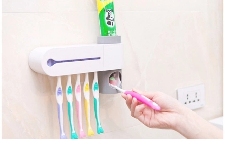Cepillo dental con luz UV Esterilizador Rack con dispensador de pasta de dientes automáticos B530 Soporte de pared cepillo dental eléctrico