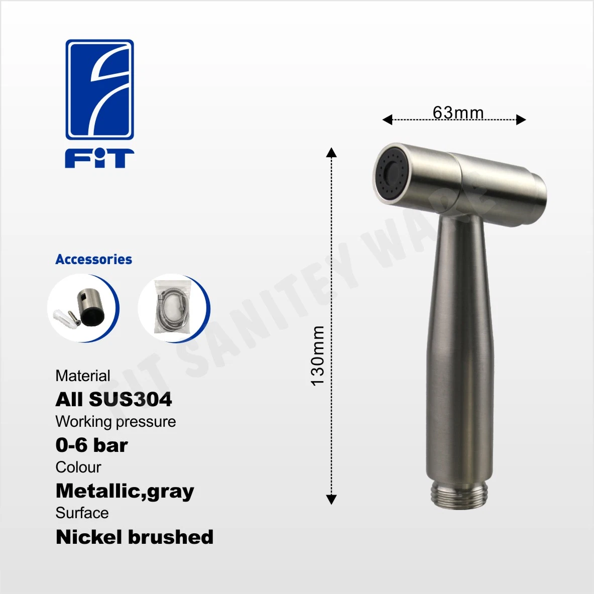 Stainless Steel 304 Press Button Shattaf Handheld Toilet Bidet Sprayer Hand Shower