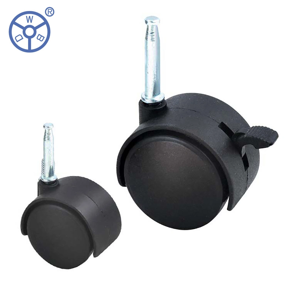 WBD 30mm Mobiliario de vástago roscado Sillas de Oficina Cabinets pequeños bebé Camas Trolleys rueda de plástico negro
