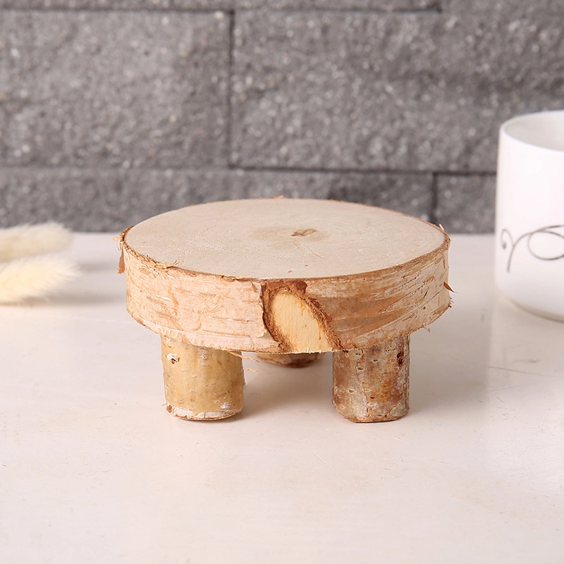 Set of 3 Round Wooden Handcrafts Table DIY Home Garden Decoration