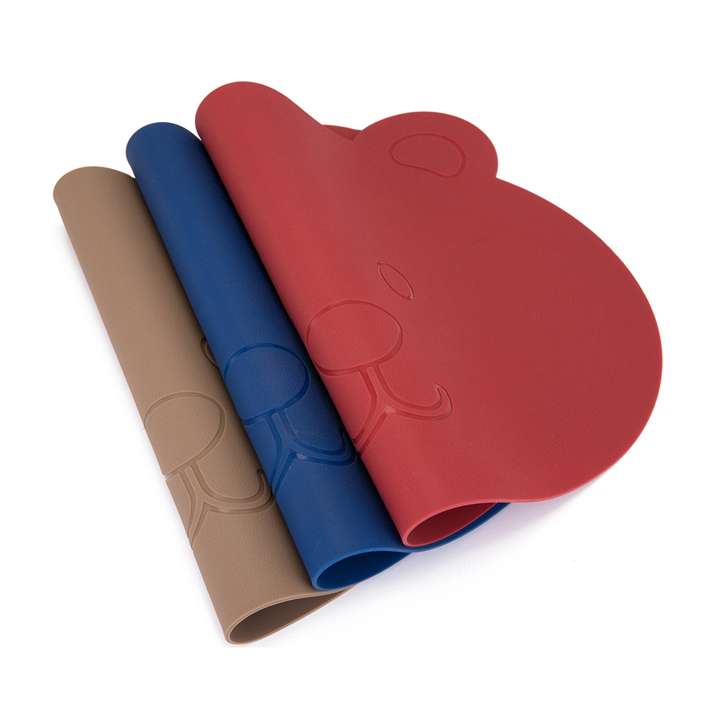 L'ours de vente chaude forme Table à manger de silicone mat Récapitulatif de fonctionnement pour les enfants