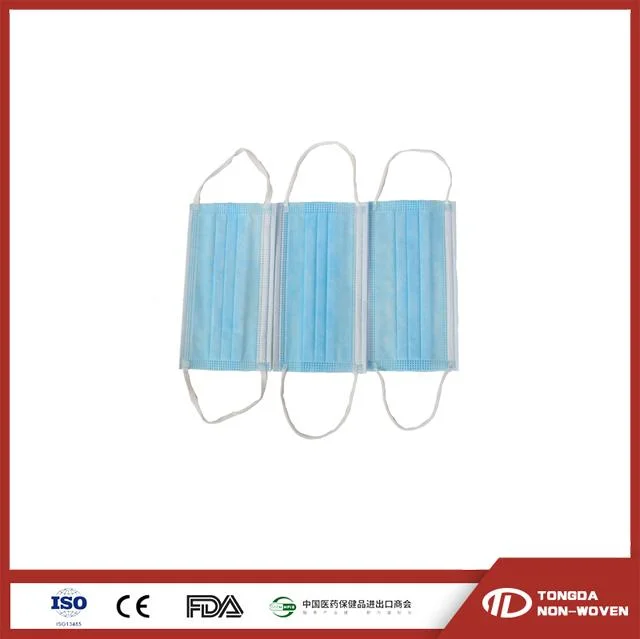 Comfortable Design Flat Elastic Ear-Loop Disposable 3 Ply Surgical Face Mask