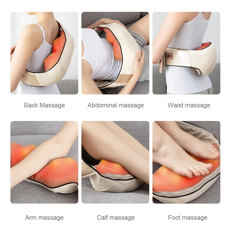 Electric Kneading Lumbar Neck Massage Pillow Home Car Use Cervical Massager Shawls with Heating