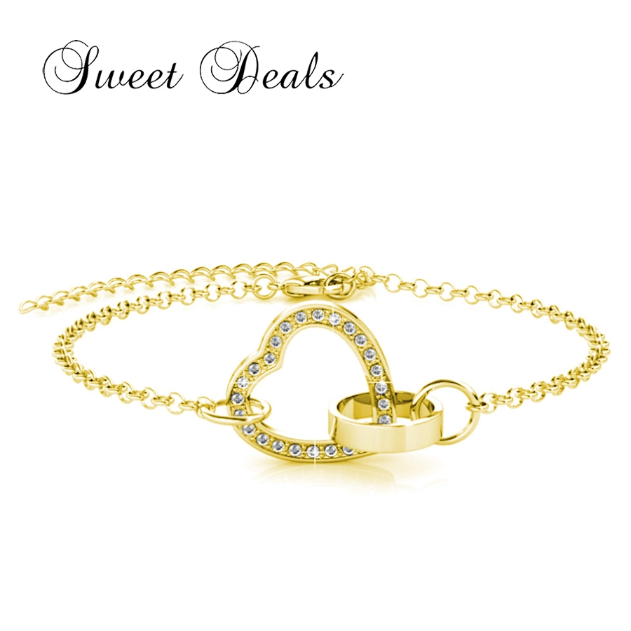 مجوهرات أزياء الموضة الذهبية من نوع S925 Silver Heart Zircon Bracelet 18K