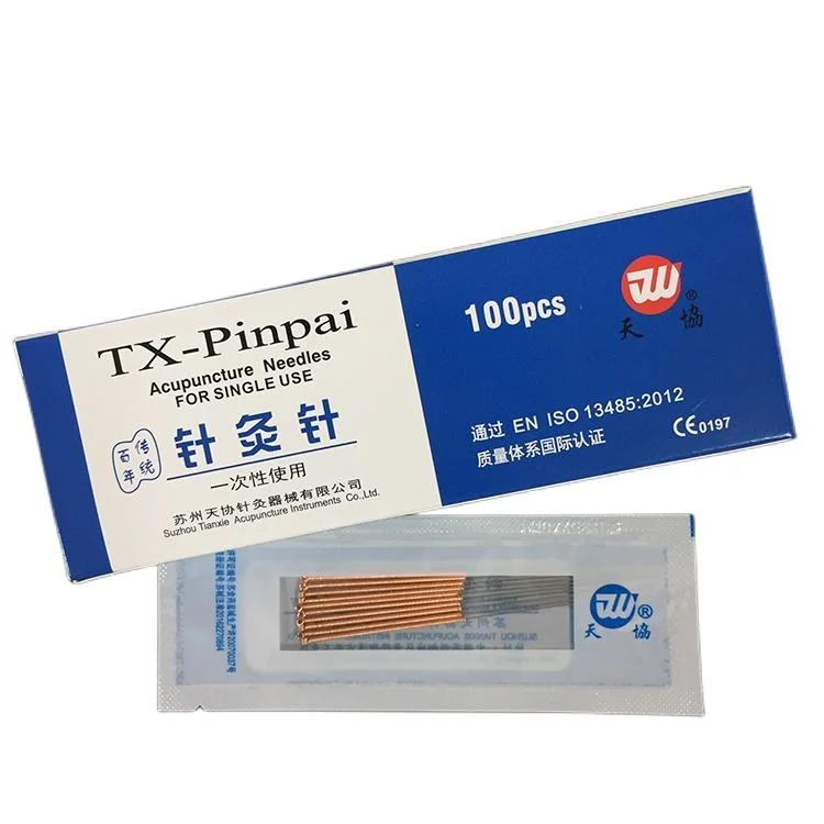 Chinese Disposable 100% Sterile Copper Handle Acupuncture Needles with Plastic Bag Packing