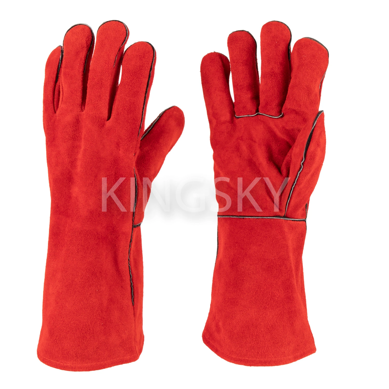 Cow Split Leather Red Welted Heat Resistant Welding Glove for Welding Industry