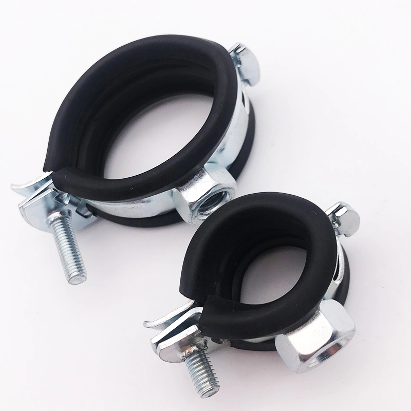 Galvanized Steel Zinc Plated Single Screw Pipe Clamp Rubber Pipe Clamp Fittings