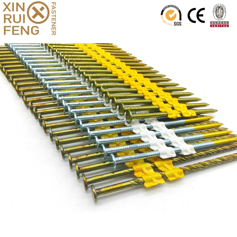 Xinruifeng Fastener Factory Supply HDG Mg Painted 21 Degree Framing Collated Plastic Strip Nails