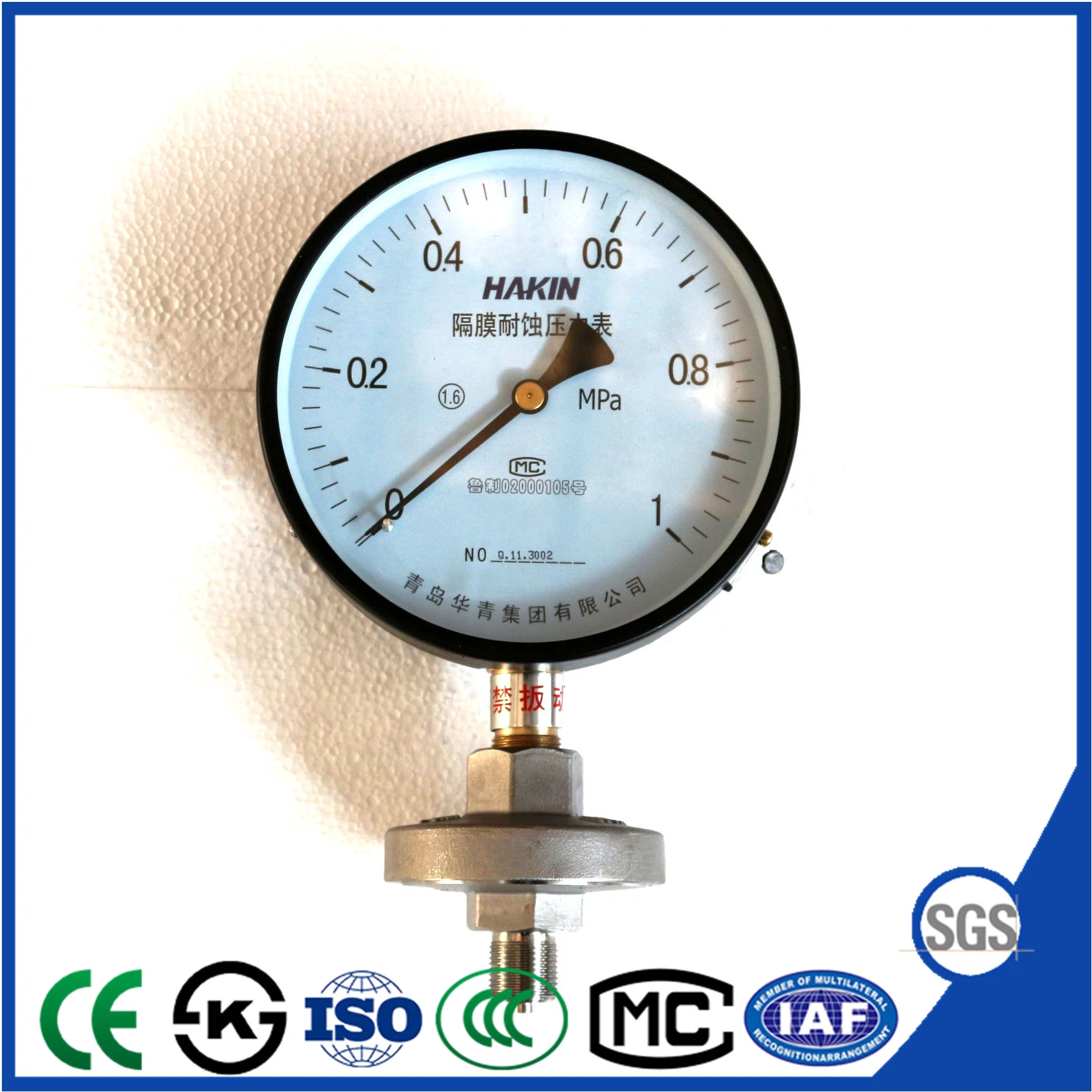 Joint de diaphragme et résistant à la corrosion manomètre Manomètre avec SGS