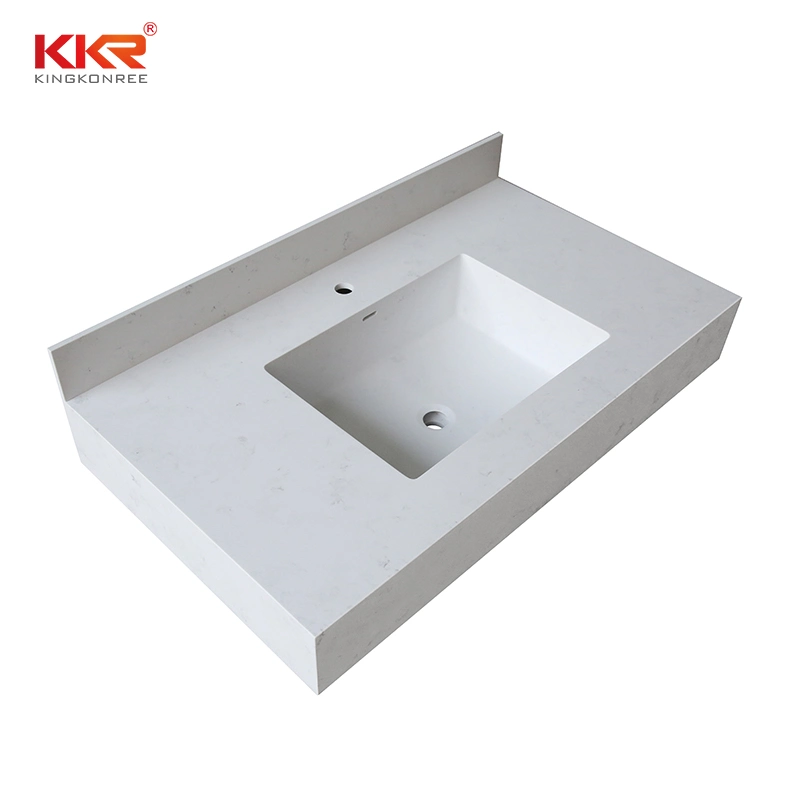 Carrara Cuarto de baño con velo Blanco Countertop superficie sólida Vanity Top