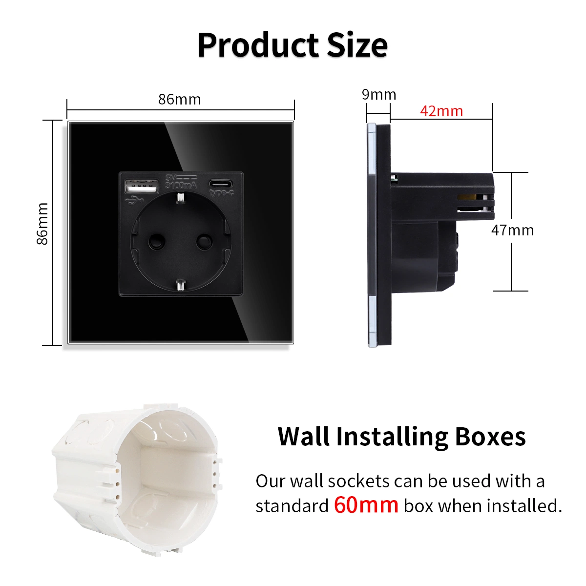 Klass Glass Frame Electrical Wall Socket Rj11 Single Telephone Socket