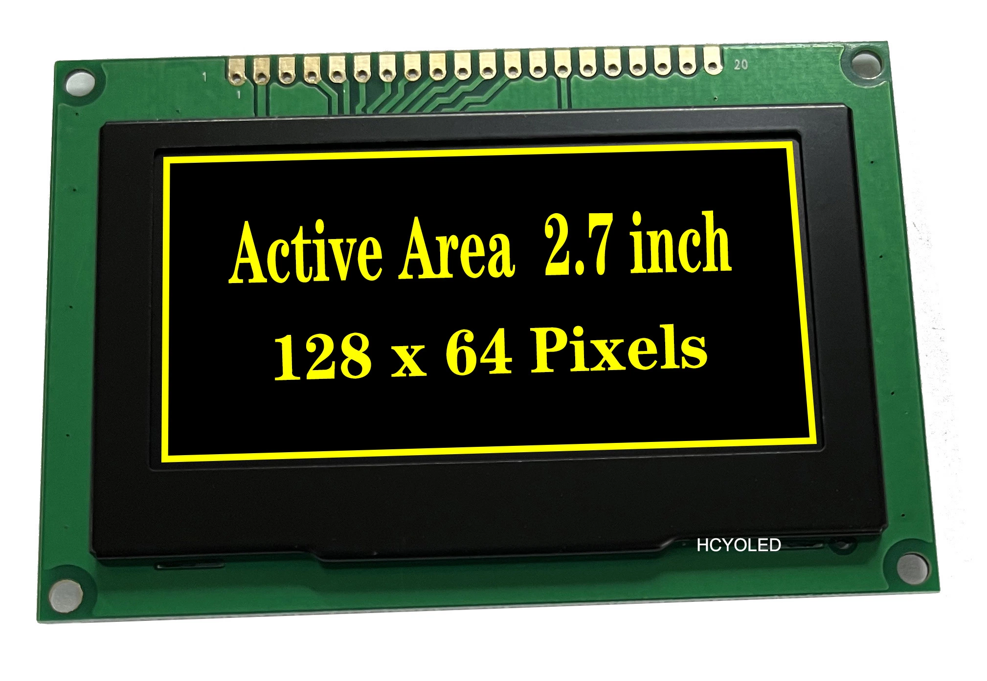 Our OLED Module, Featuring a 2.7" Screen, 128X64 Resolution, and Bold Yellow OLED Display, Is a Top Choice for Customers Seeking a Hot-Selling Item