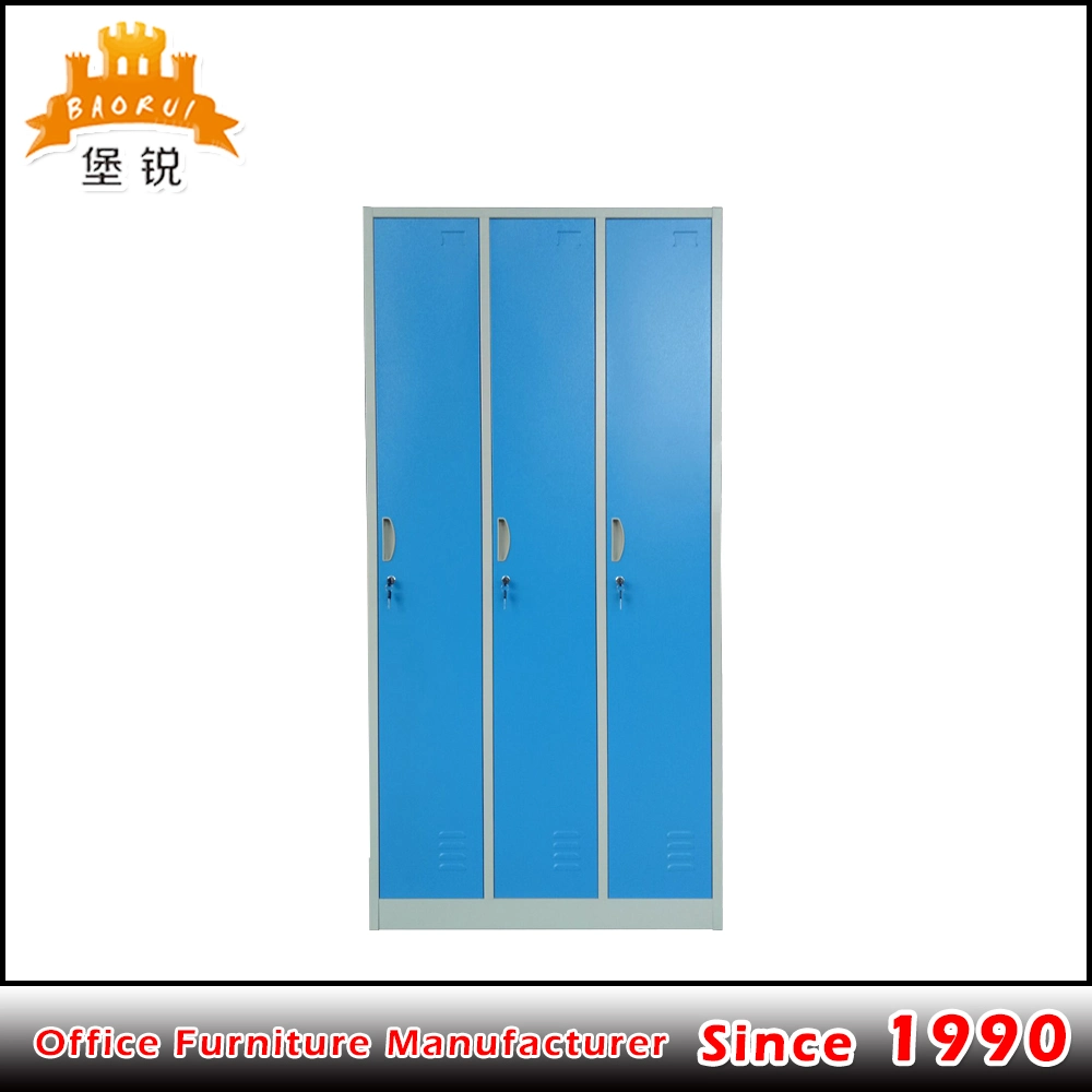 Cheap Price 3 Door Steel Clothes Cabinet with Key Lock or Pad Lock