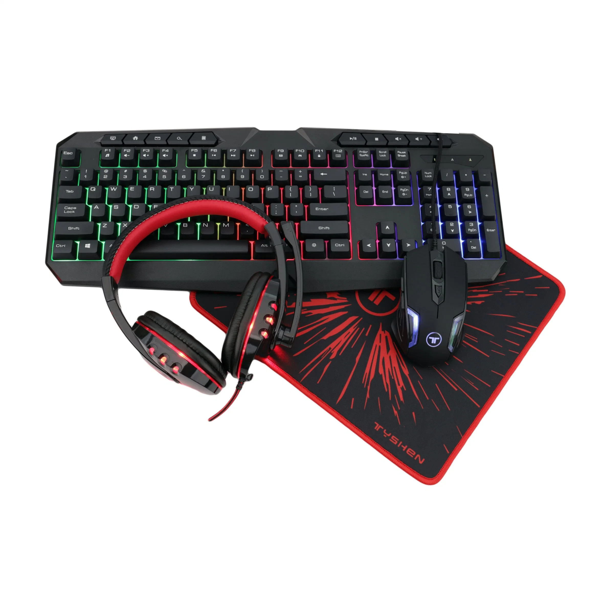 Gaming Combo Kits 4 In1 RGB Backlight Keyboard Mouse Headset and Mouse Pad Four All in One Computer PC Combo Set