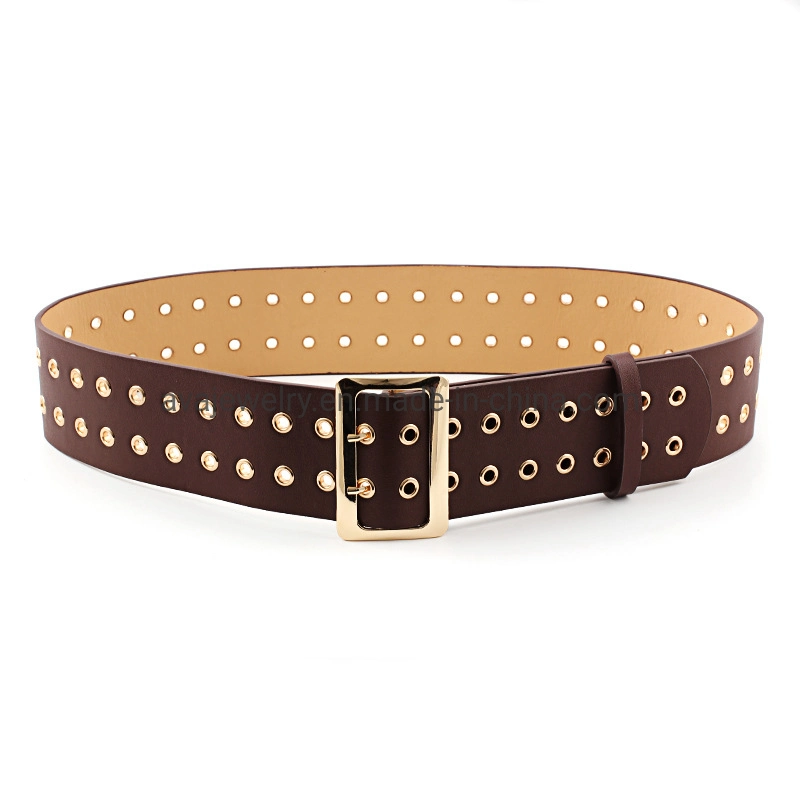 2020 New Customized Wide &#160; Fashion Ladies PU Waist Belt with Metal Eyelets