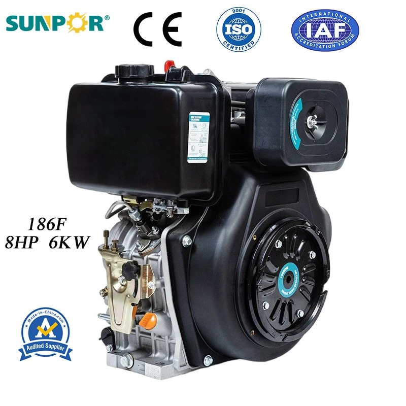 Moteur diesel 4 temps simple cylindre refroidi par air 3HP-16HP avec Démarrage manuel ou électrique