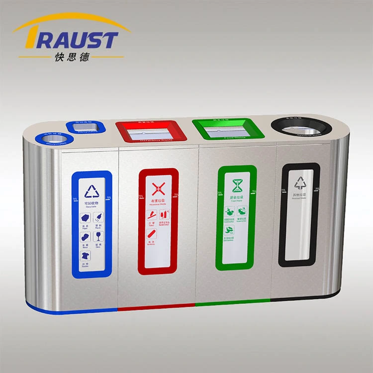 Traust Manufacturer Recycling Metal Stainless Steel Garbage Waste Sorting Bin