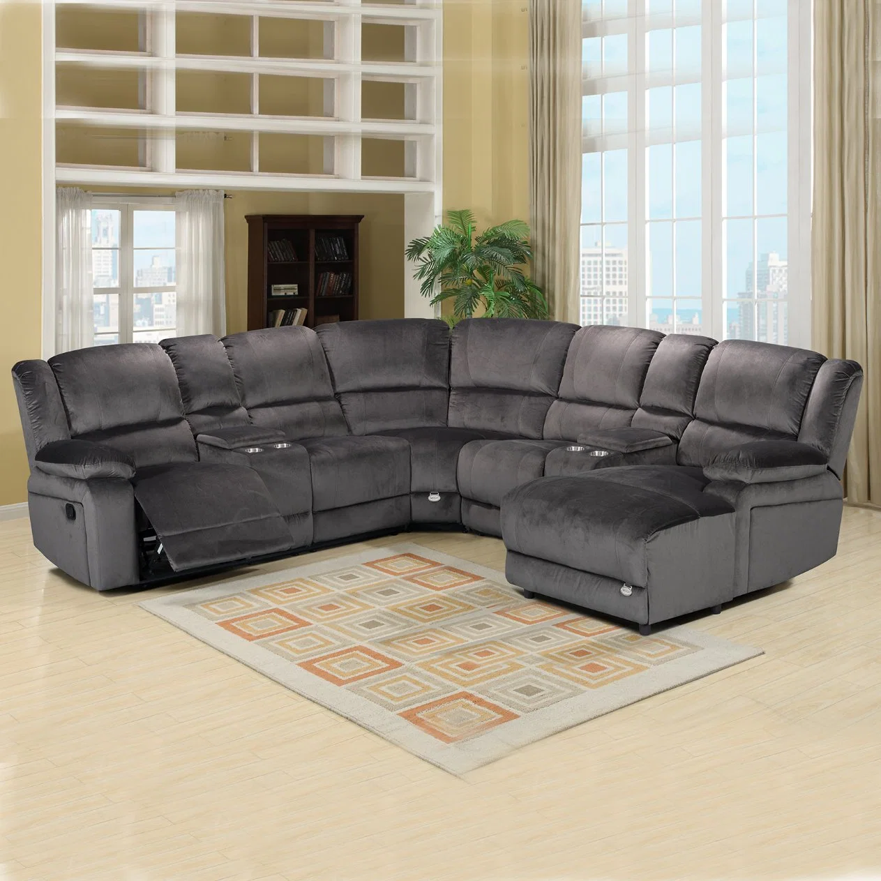 Cy High Quality Living Room Furniture Sectional Recliner Sofa Corner