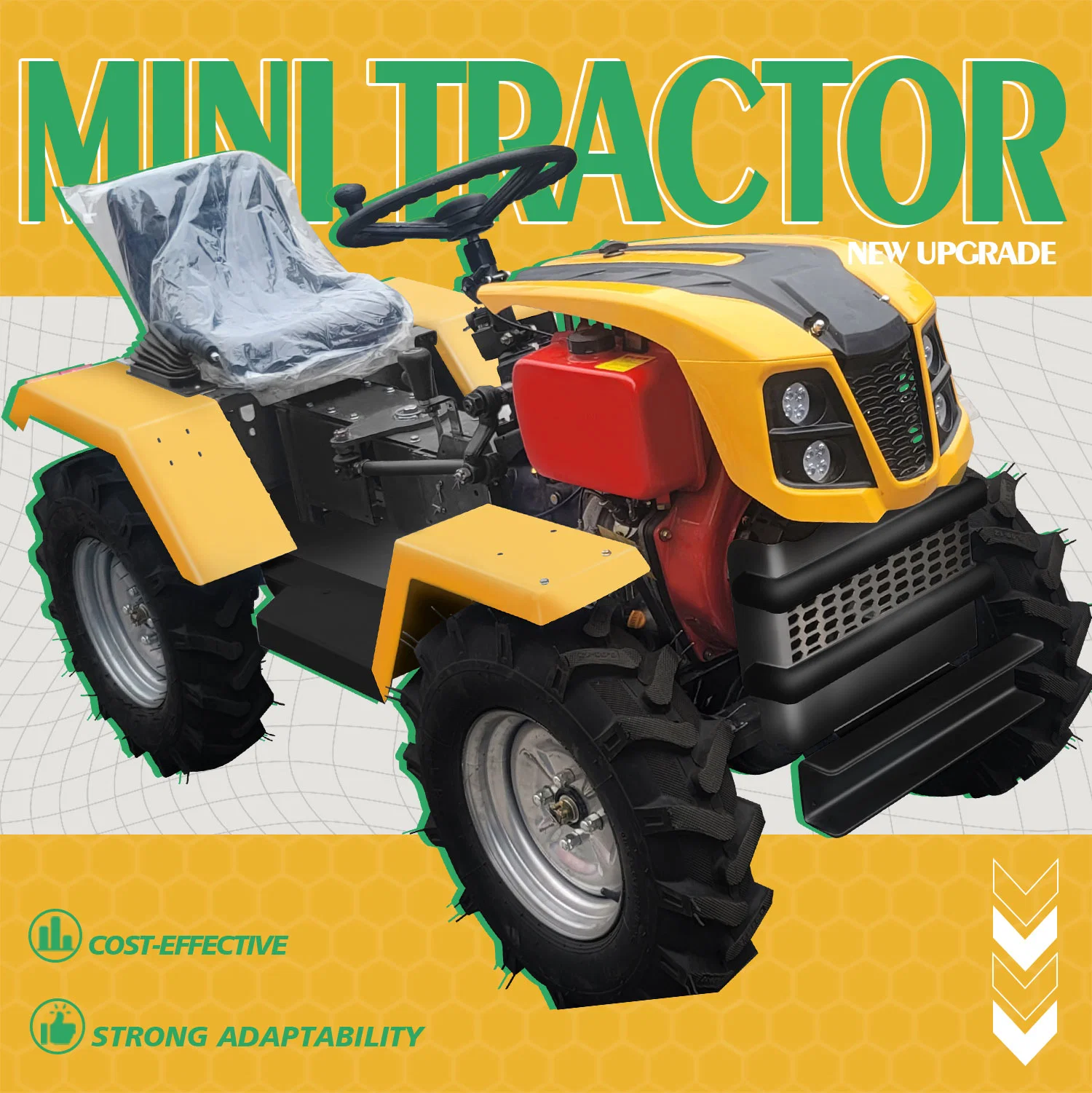 12hp 14HP 16HP 18hp 20hp Mini tractor 4X4 a tiempo completo con Lanza giratoria trasera segadora delantera cosechadora de patatas