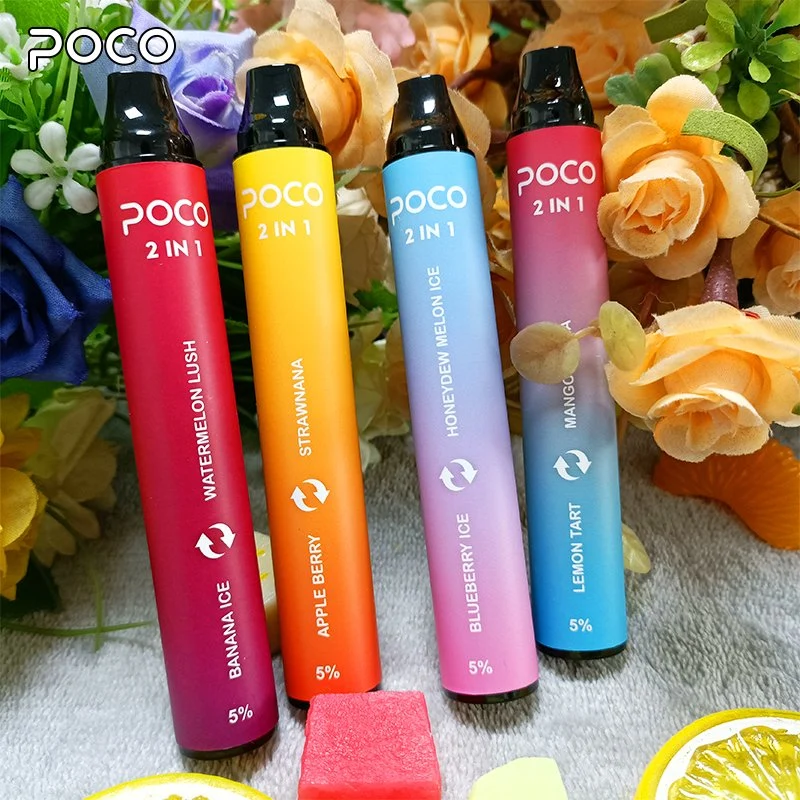 Dual Flavors Poco 2 in 1 Smoking Vape 1000+1000puffs Vape Juice 3+3ml Disposable Vape with Bottom Switch 6 Flavors Available