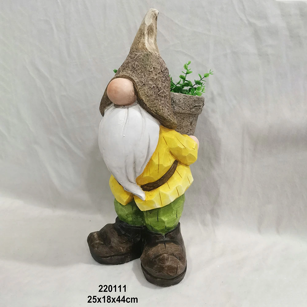 Solar Light Fiberclay Gnome Sculpture pour la maison jardin ornement