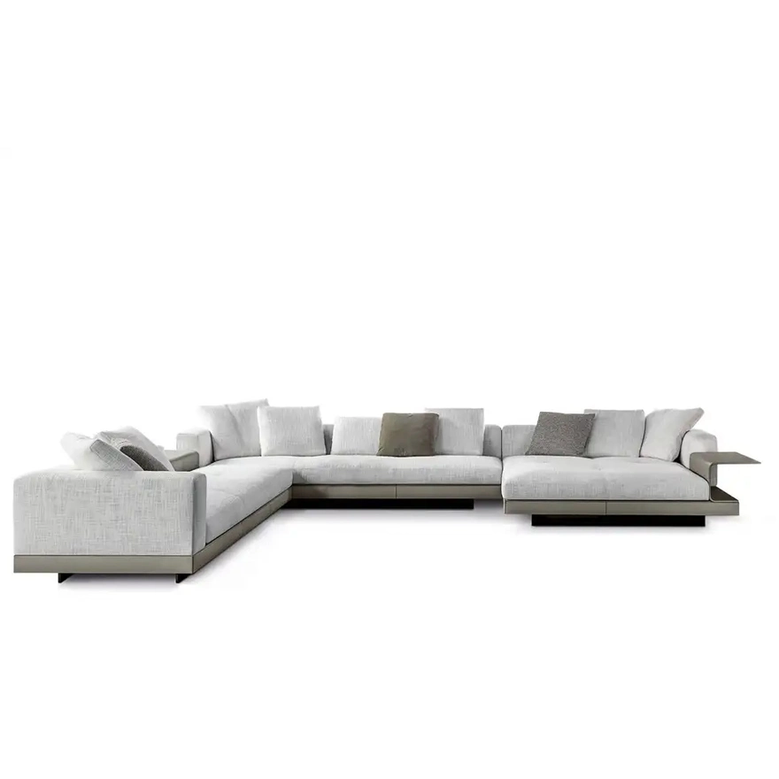 Foshan Furniture Italian Design Modern Living Room 2+3+2 Seats Sectional L-Shaped Fabric Sofa