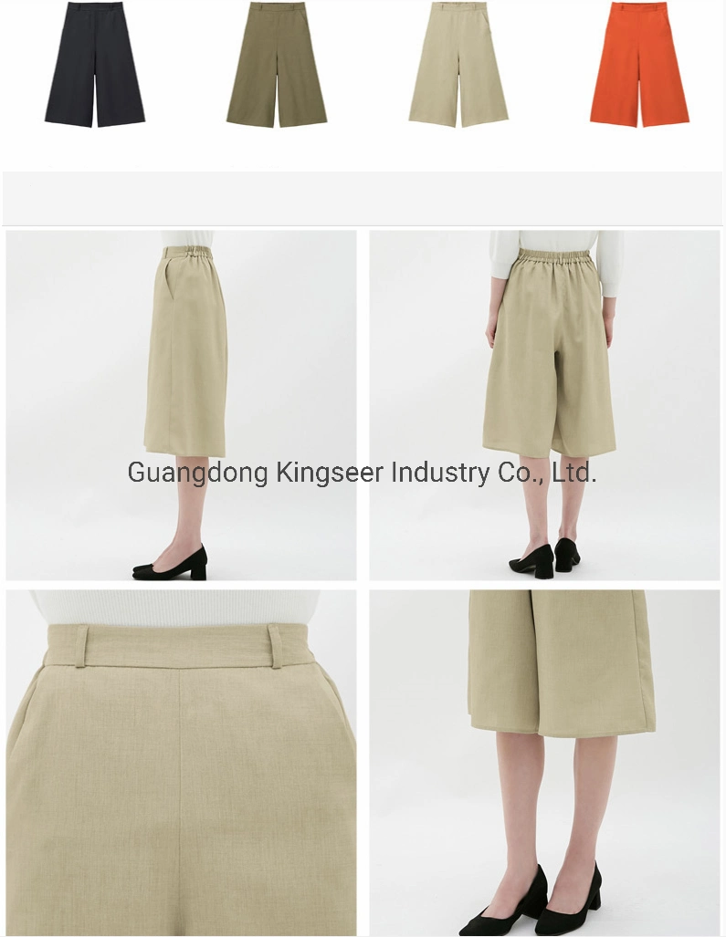 New Design Lady Fashion Casual Polyester High Waist Wide-Legged Women Trousers Pant