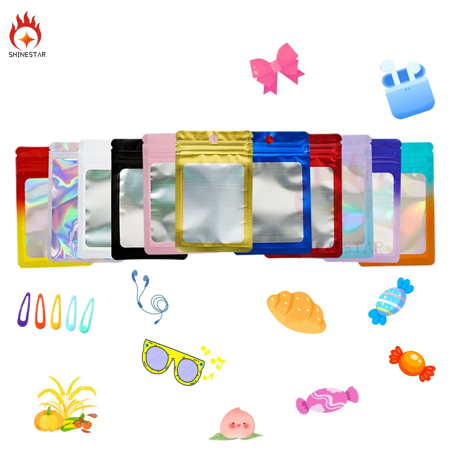 Colorful Matte/Mylar Aluminum Foil Accessories Gift Ziplock Yinyang Plastic Packaging Bag for Digital Electronic Products