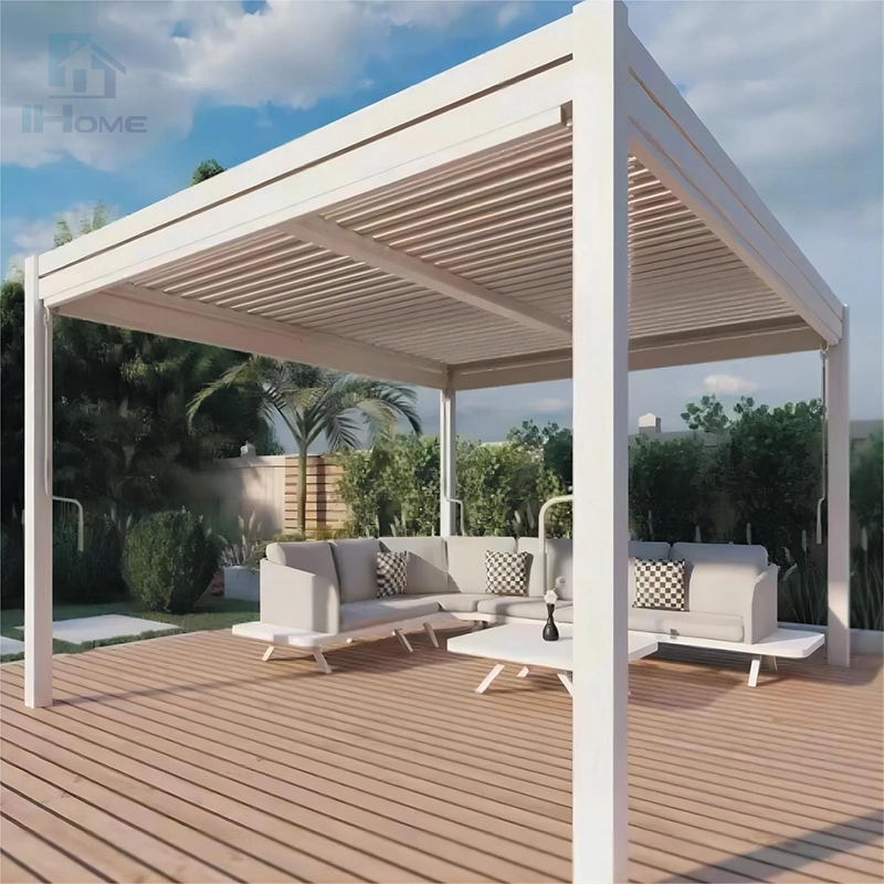 Elegante y simple Jardín de aluminio exterior barbacoa Gazebo eléctrico con Ventilador gazebo