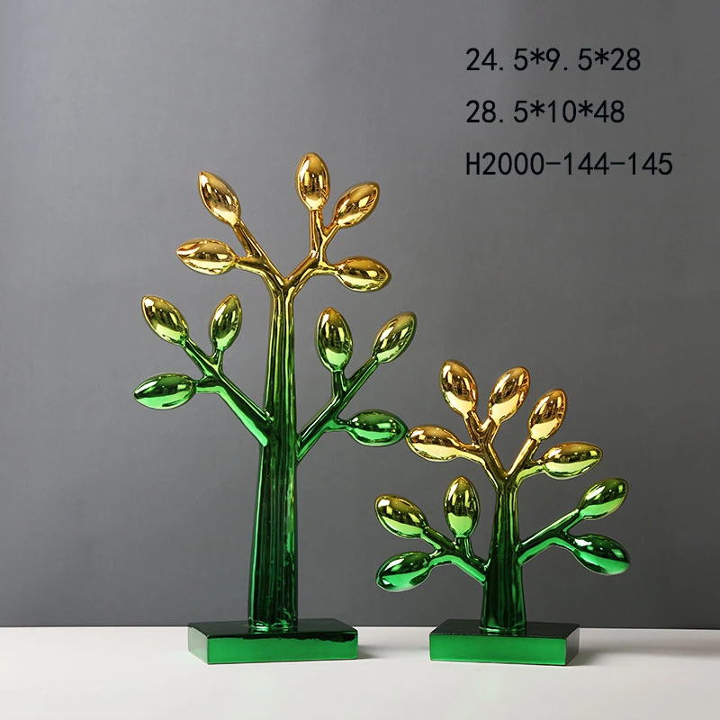 Home Decoration Coral Gradient Color Plating Table Display Polyresin Figurines