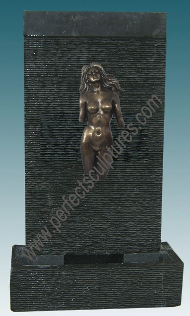 Stone Marble Abstract Nude Woman Wall Fountain for Indoor &amp; Exterior (QY-S073)