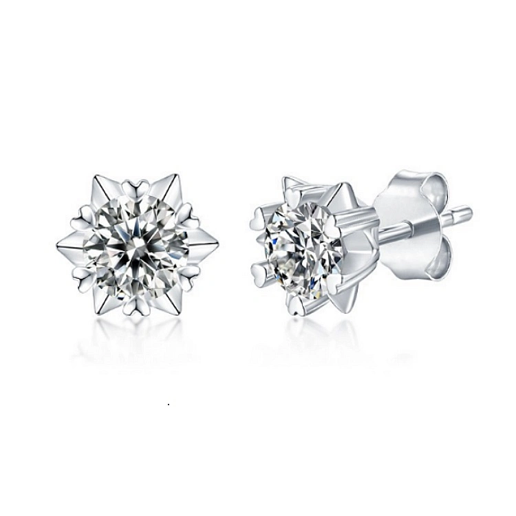 New Fashion Jewelry Vvs Moissanite 925 Silver Flower Earrings