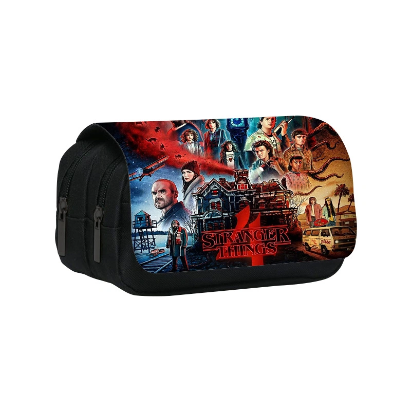 Cross-Border Stranger Things Printed Double-Layer Sac à crayons Stranger Things4 Peripheral Sac à papier étudiant grande capacité