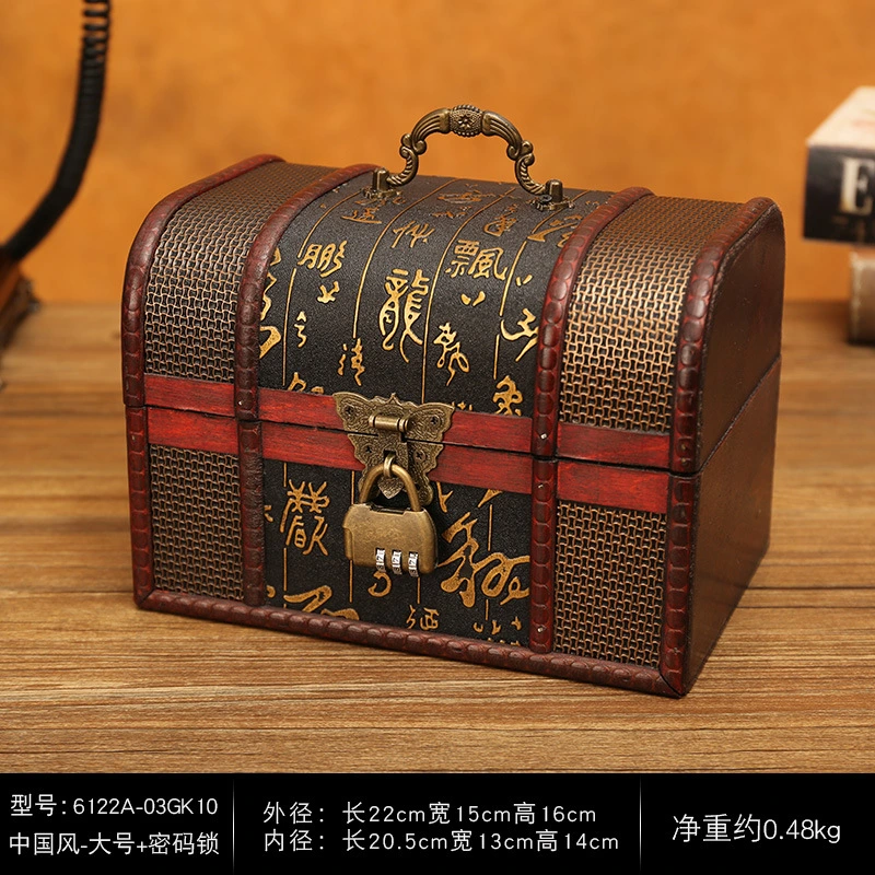 China Style with Lock Password Storage Wooden Small Jewelry Box