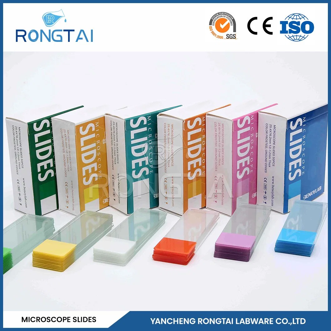 Rongtai Urinalysis Microscopic Slides Manufacturers Human Blood Microscope Slide China 7101 7102 7105 7107 7109 Glass Slide with Cavity