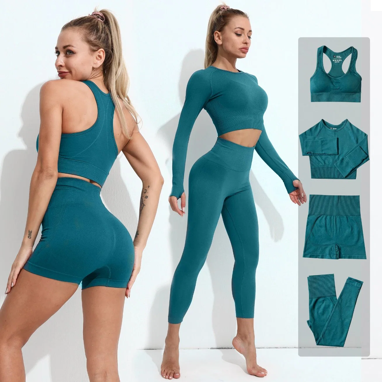 2/3/4PCS Nahtlose Yoga-Kleidung für Frauen Fitness-Set Trainingsanzüge Sport Bh Gym Leggings Sportbekleidung