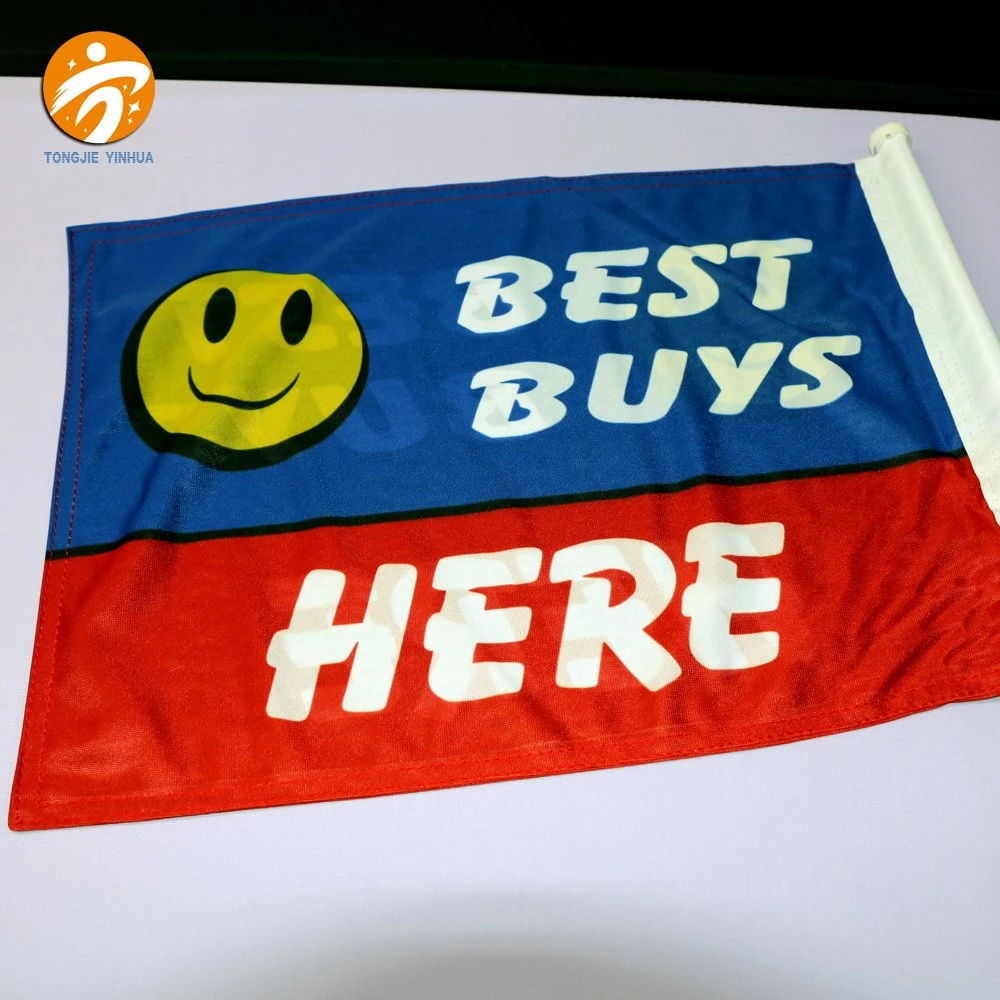 Promoção Custom Double Sided Car Flag com poste de plástico