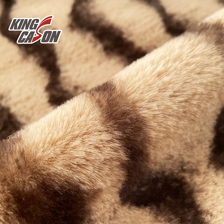 Kingcason Polyester One Side Printed Faux Fur Fabric for Coat