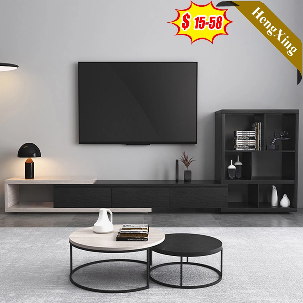 Salón de madera de lujo moderno Muebles simples Mini soportes de TV Sofá Mesa de esquina de consola redonda