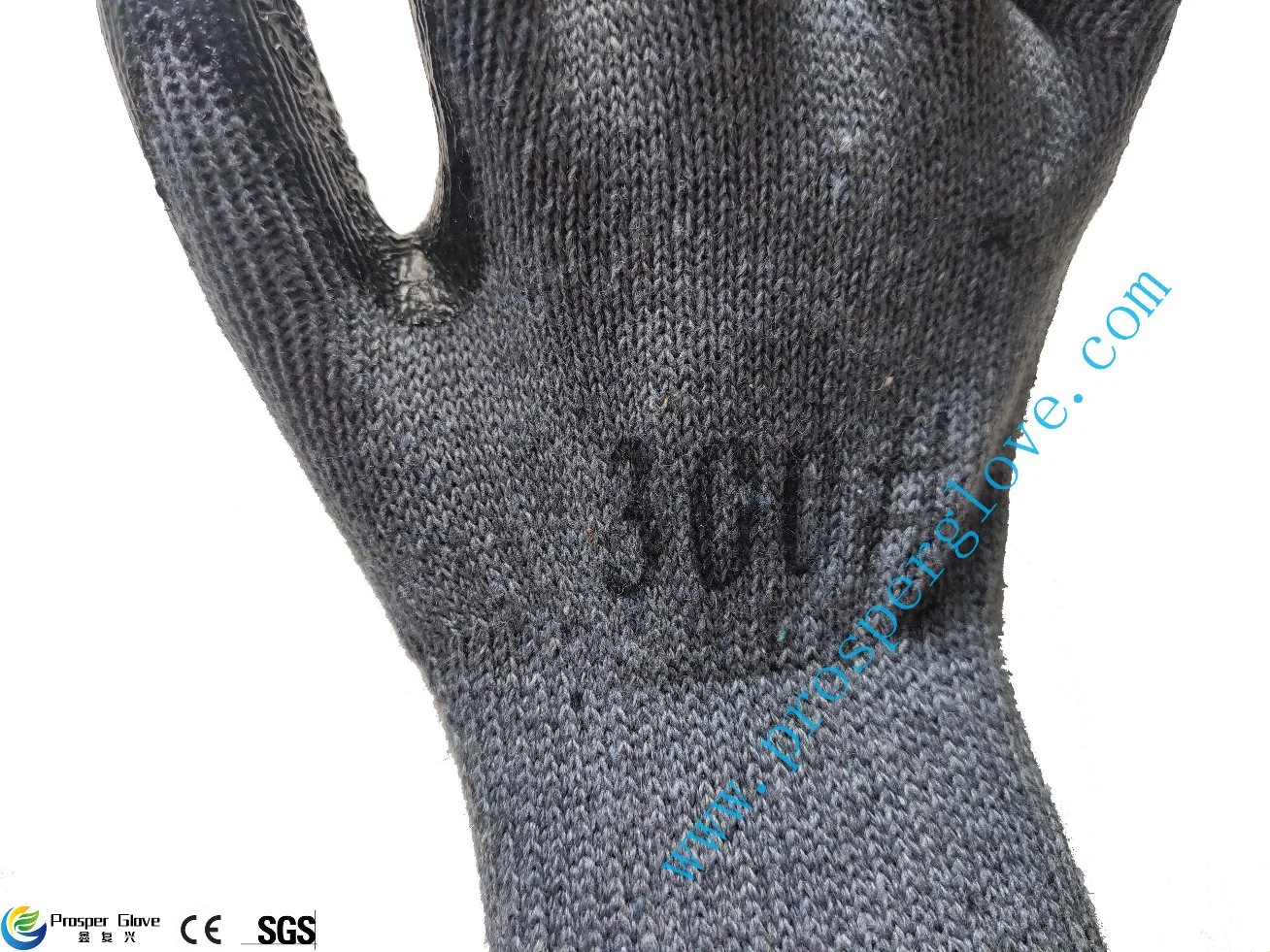 10 Gauge Grey Cotton with Black Latex Coated Crinkle Finished Safety Working Gloves