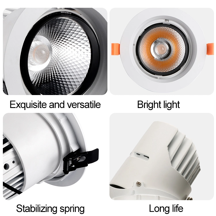 Ronda antirreflectante de alta potencia LED Downlight empotrable de techo blanco SMD LED Spotlight