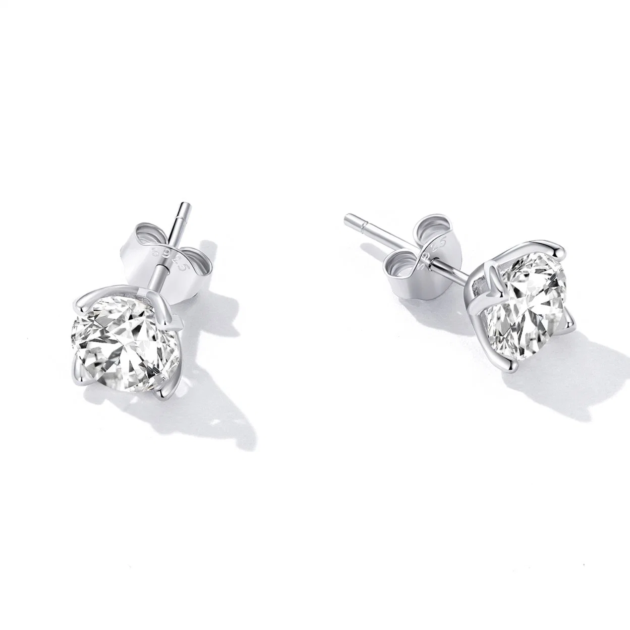 New 925 Sterling Silver Moissanite 0.5CT 1CT 5mm 6mm Round Women Earring Jewelry