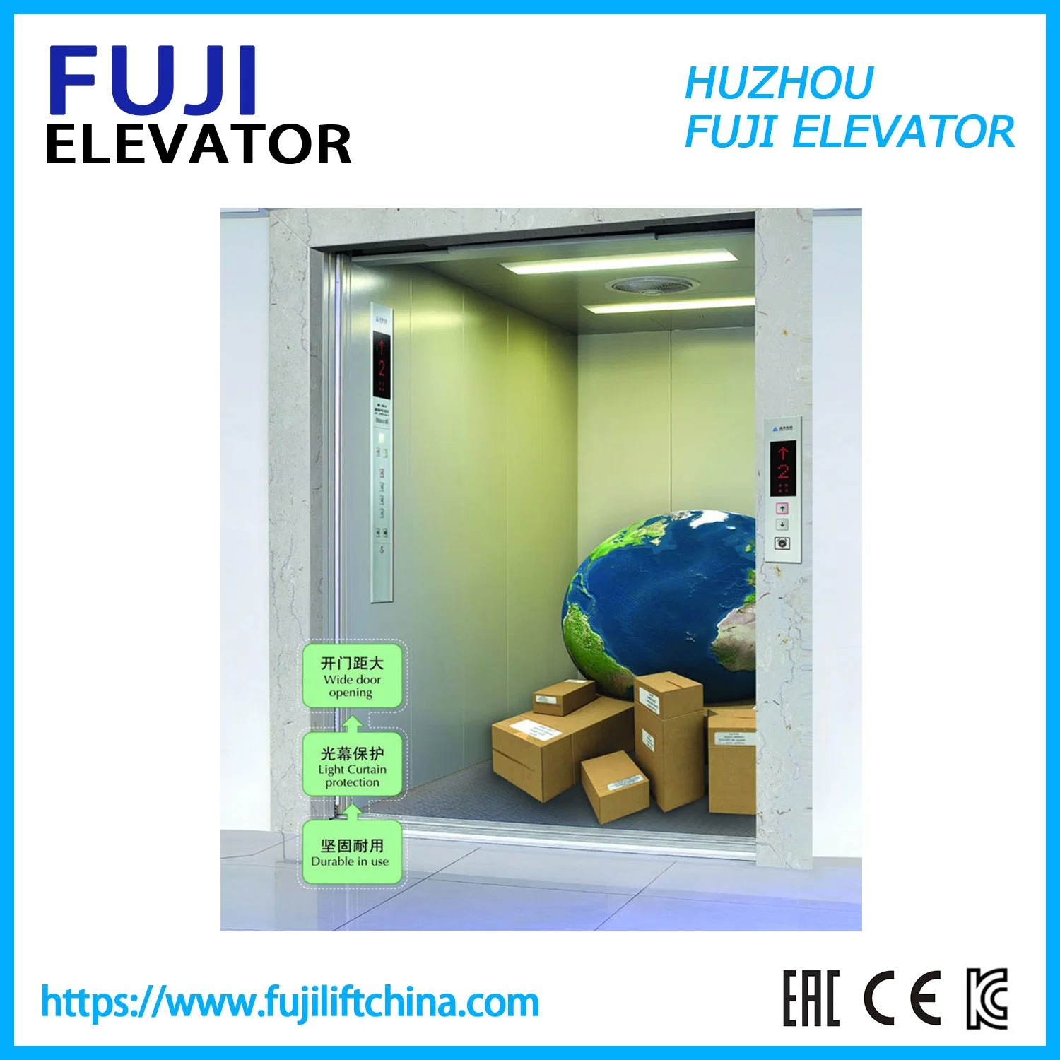 FUJI Cargo Elevator Freight Elevator Warehouse Cargo Lift China Factory Economic Price with Machine Room and Machine Roomless