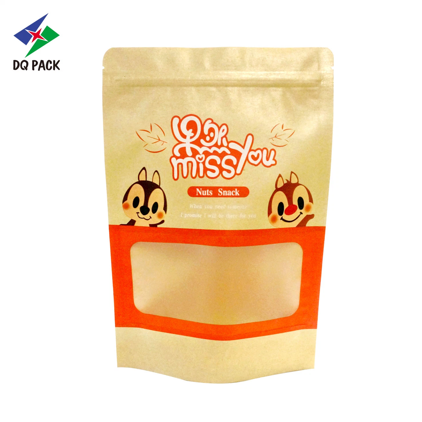 Dq Pack China Packaging Products Kraft Bag Nylon Packaging Bags with Blurred Windows for Nuts