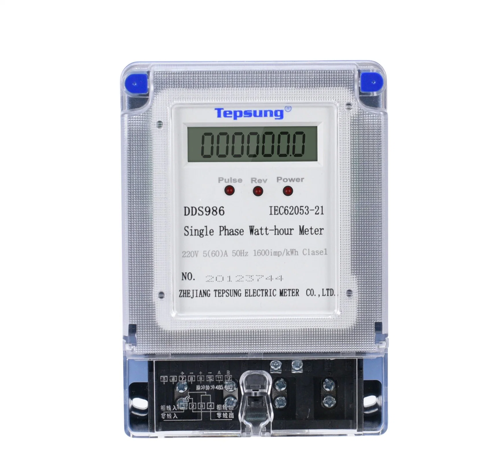 Monofásico Electrónica de la pantalla LCD de dos cables del medidor de energía eléctrica del hogar