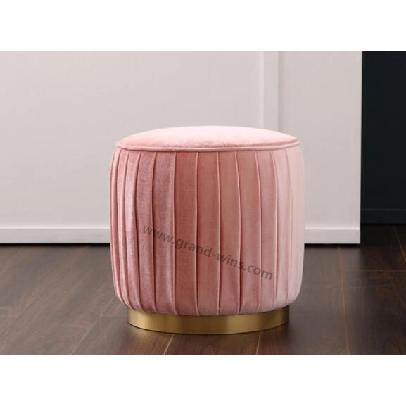 La salle de séjour tabouret bleu élégant en acier inoxydable de luxe Gold Hotel pouf pouf