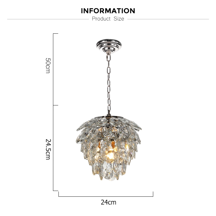 Factory Wholesale Modern Style Wrought Iron Frame Cute Elegant Small Crystal Pendant Lamp